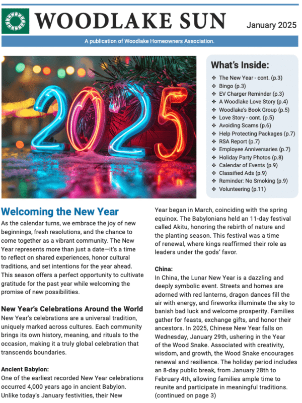 January 2025 Woodlake Sun Newsletter