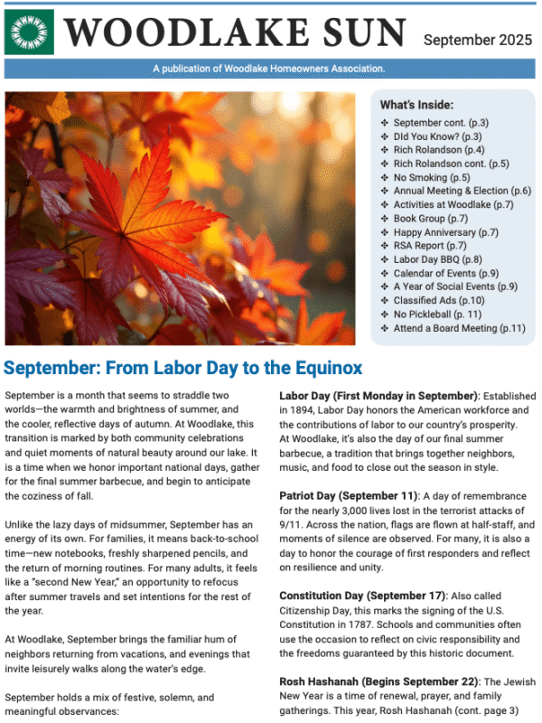 September 2025 Woodlake Sun Newsletter
